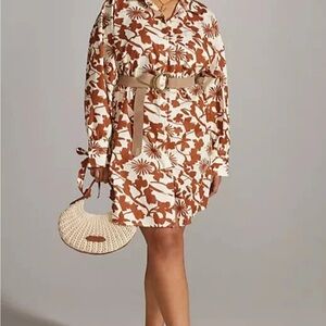 Anthropologie Brown Floral Dress